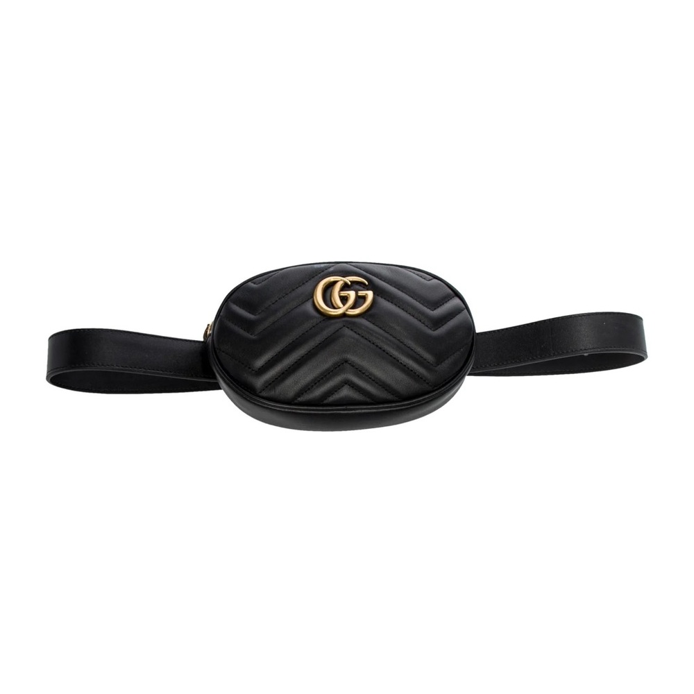 GG Calfskin Matelasse GG Marmont Belt Bag Black